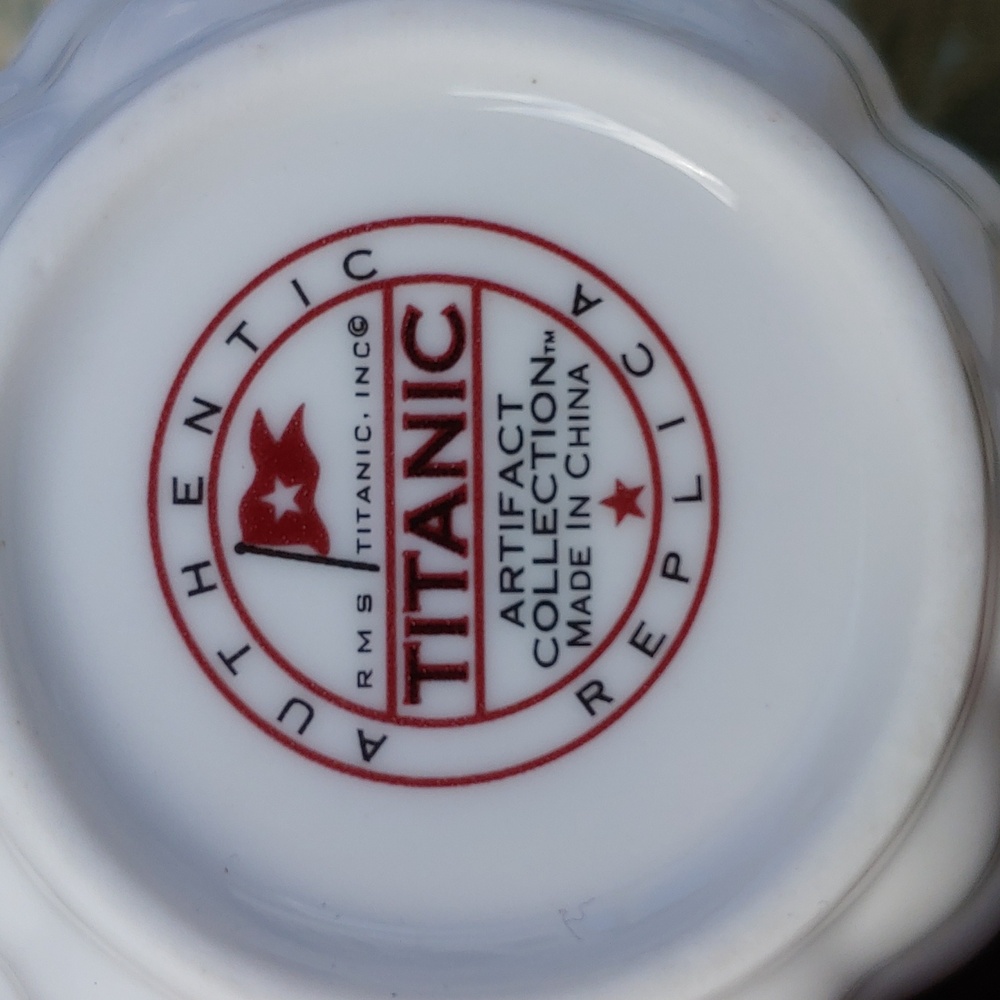 RMS Titanic Authentic Replica White Star Line Teacup and Saucer Set Blue Floral